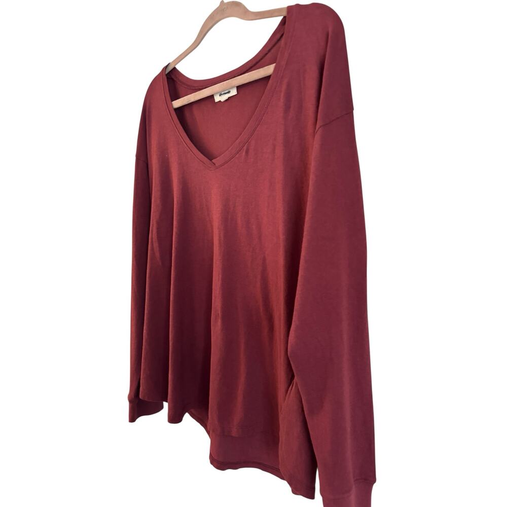 Madewell Women’s Oversized Long Sleeve Top 100% Cotton V Neck Red Size Small - Picture 4 of 7